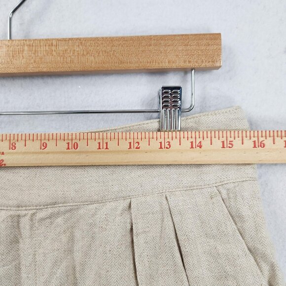 Banana Republic Shorts Womens 10 Cream Herringbone Linen Blend Pleated High Rise - Picture 4 of 11